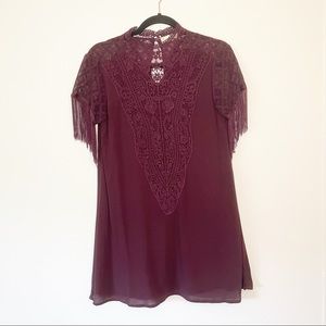 Altar’d State Crochet Fringe Sleeve Mini Dress